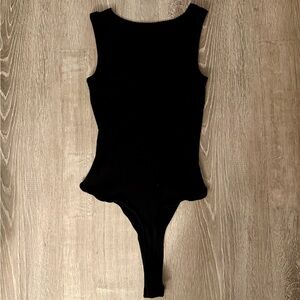 Lulus Sleeveless Ribbed Low Back Bodysuit - Black